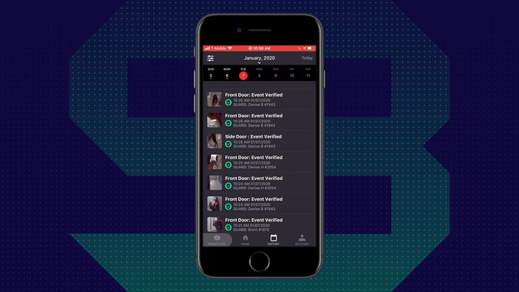 Deep Sentinel App Event History on the Deep Sentinel App