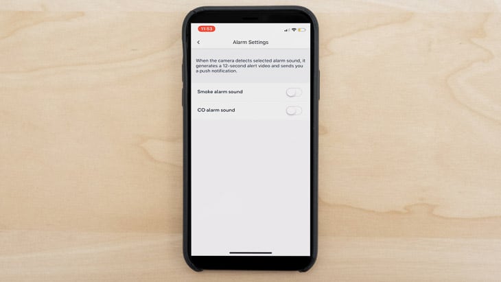 Wyze Cam Pan Smart Sound Recognition on Wyze App