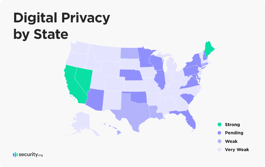 Digital Privacy by State Map Digital Privacy by State Map