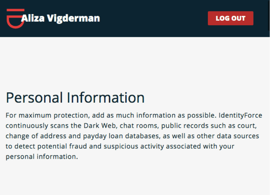 IdentityForce Personal Information Protection IdentityForce Personal Information Protection