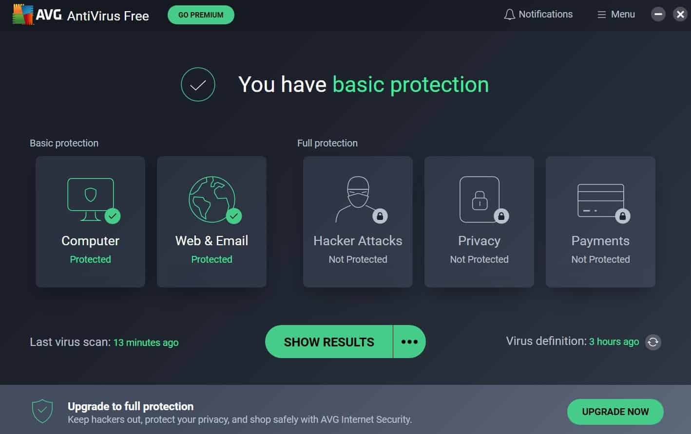 AVG Basic Protection AVG - You Have Basic Protection