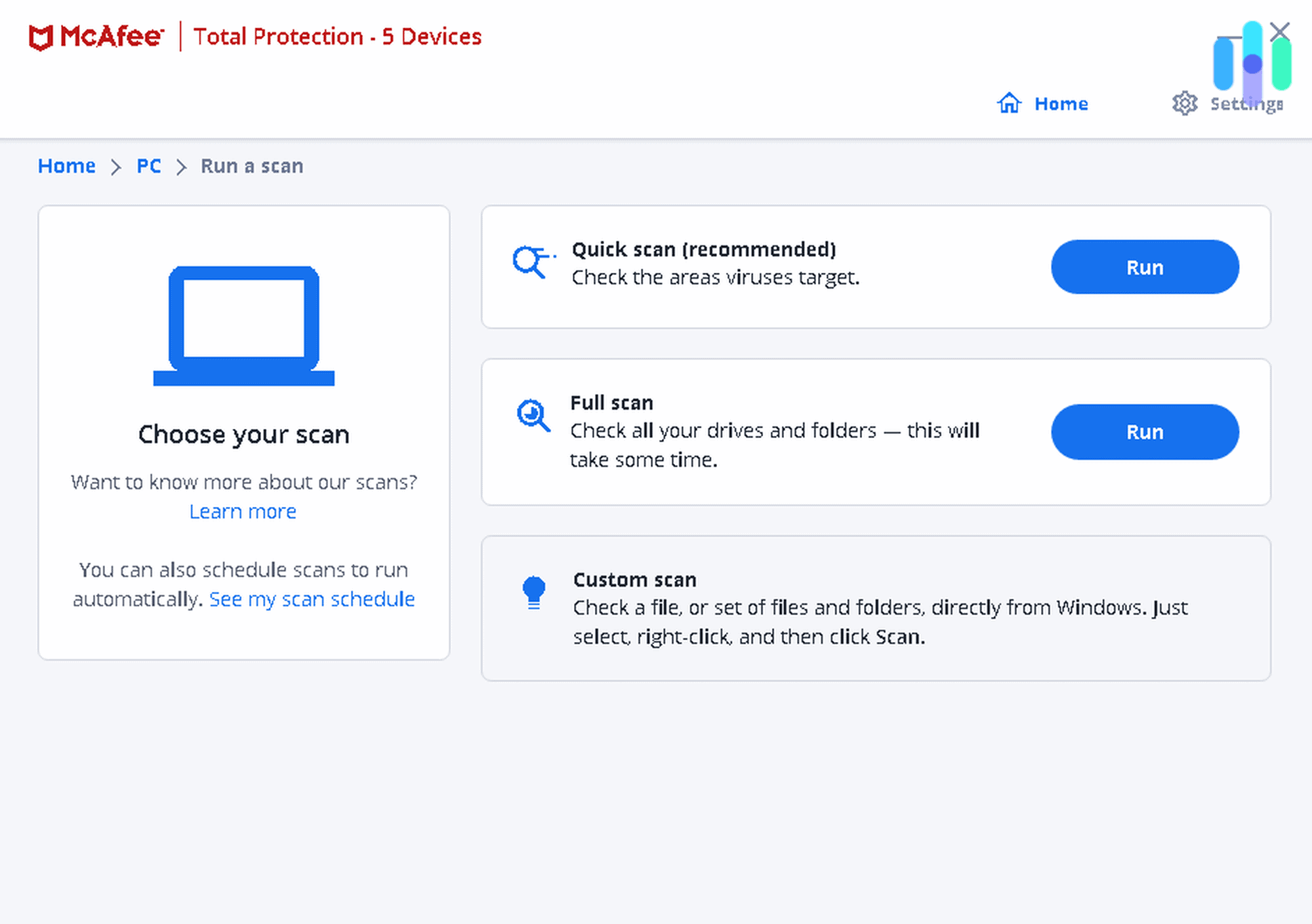 McAfee Scan Options McAfee Scan Options