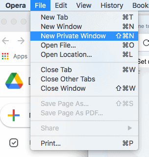Incognito Mode on Opera Incognito Mode on Opera
