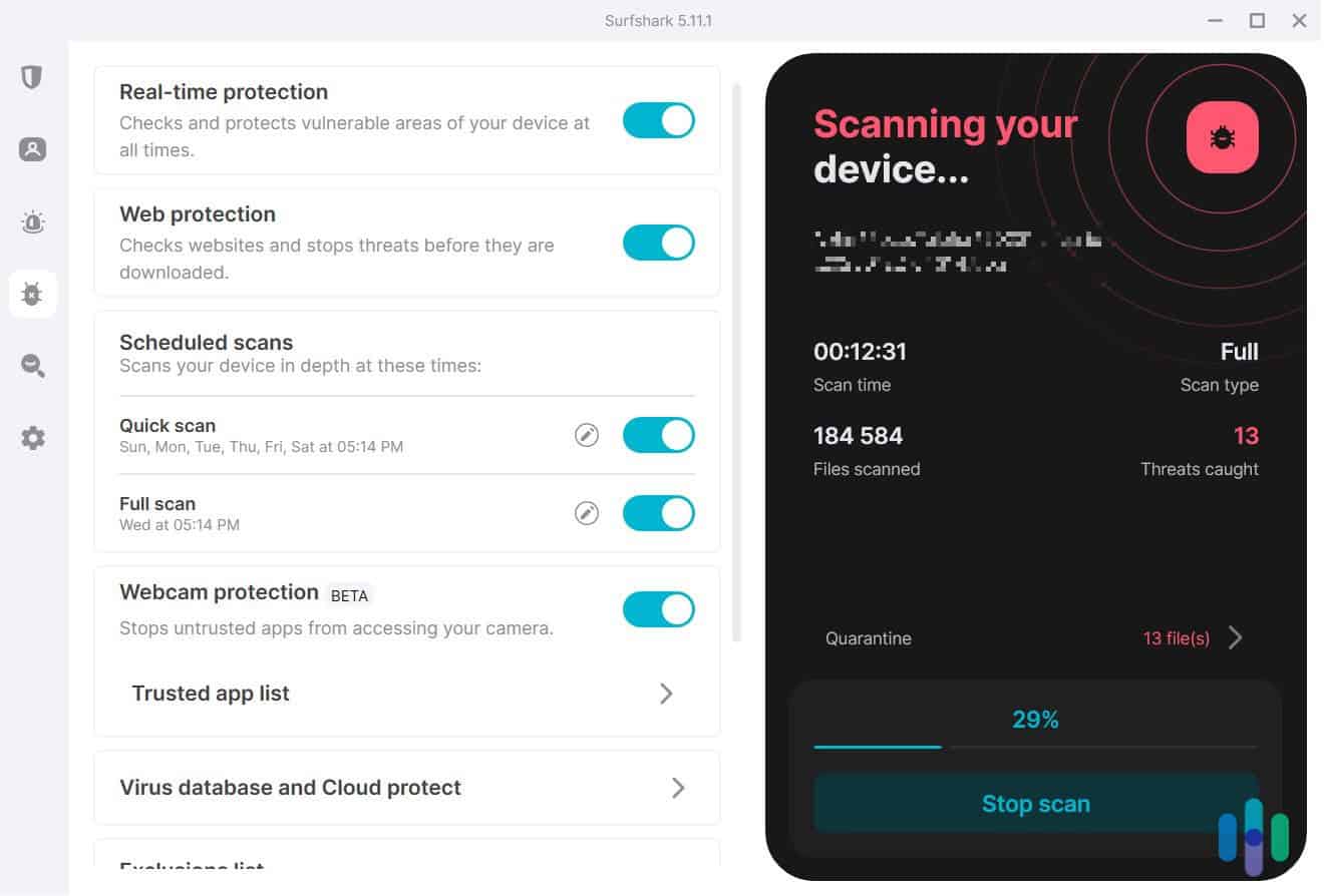 Surfshark Antivirus’ scans are non-intrusive, and they’re also really lightweight so they don’t slow down your system. Surfshark Antivirus’ scans are non-intrusive, and they’re also really lightweight so they don’t slow down your system.