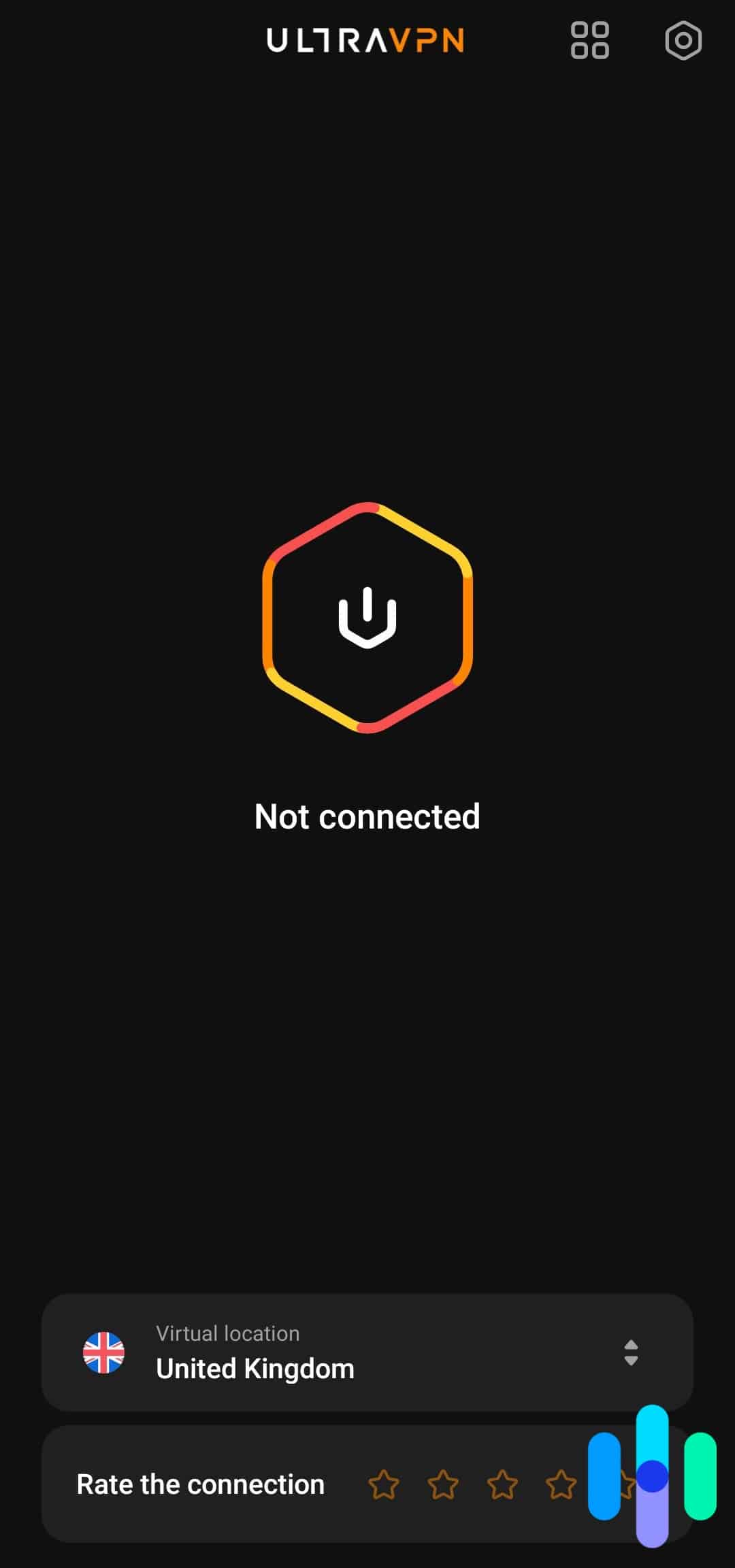 The UltraVPN Android app The UltraVPN Android app