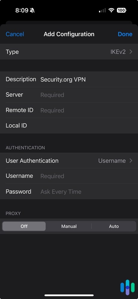 VPN configuration settings on iOS VPN configuration settings on iOS