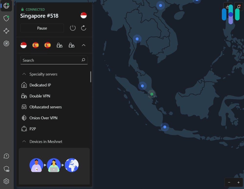 NordVPN connected to Singapore NordVPN connected to Singapore