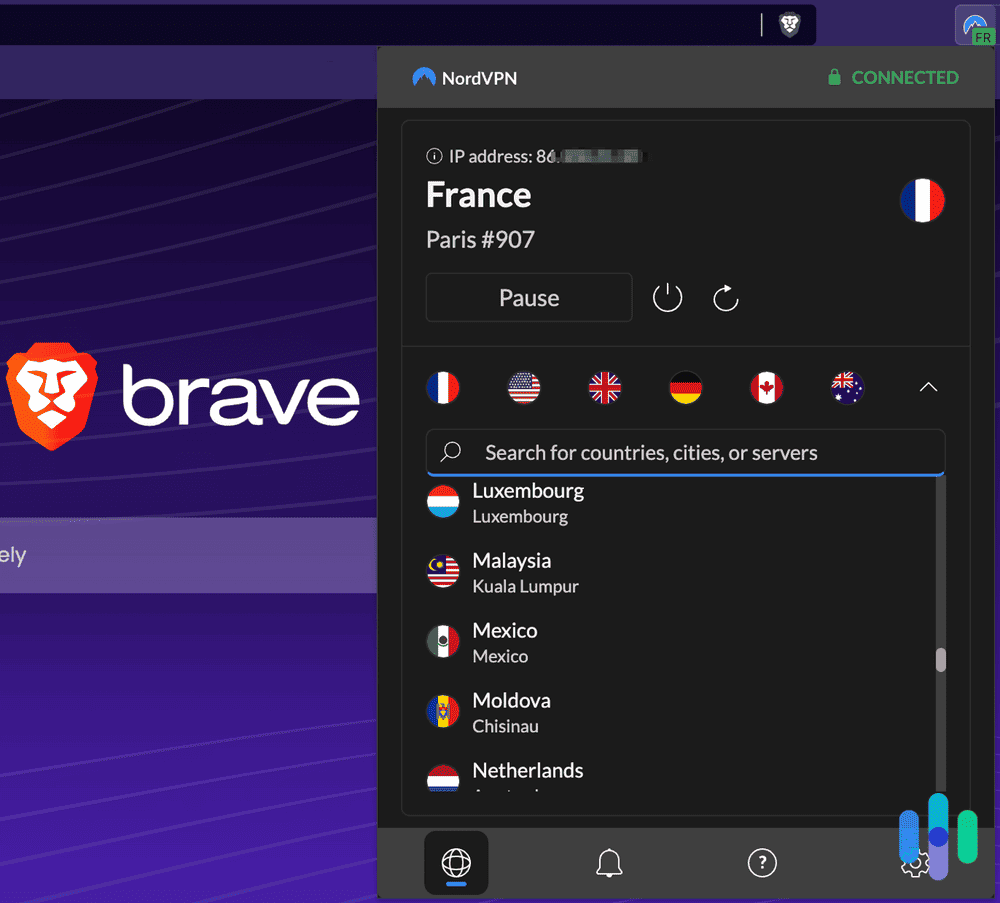 Testing NordVPN’s browser extension on Brave Testing NordVPN's browser extension on Brave