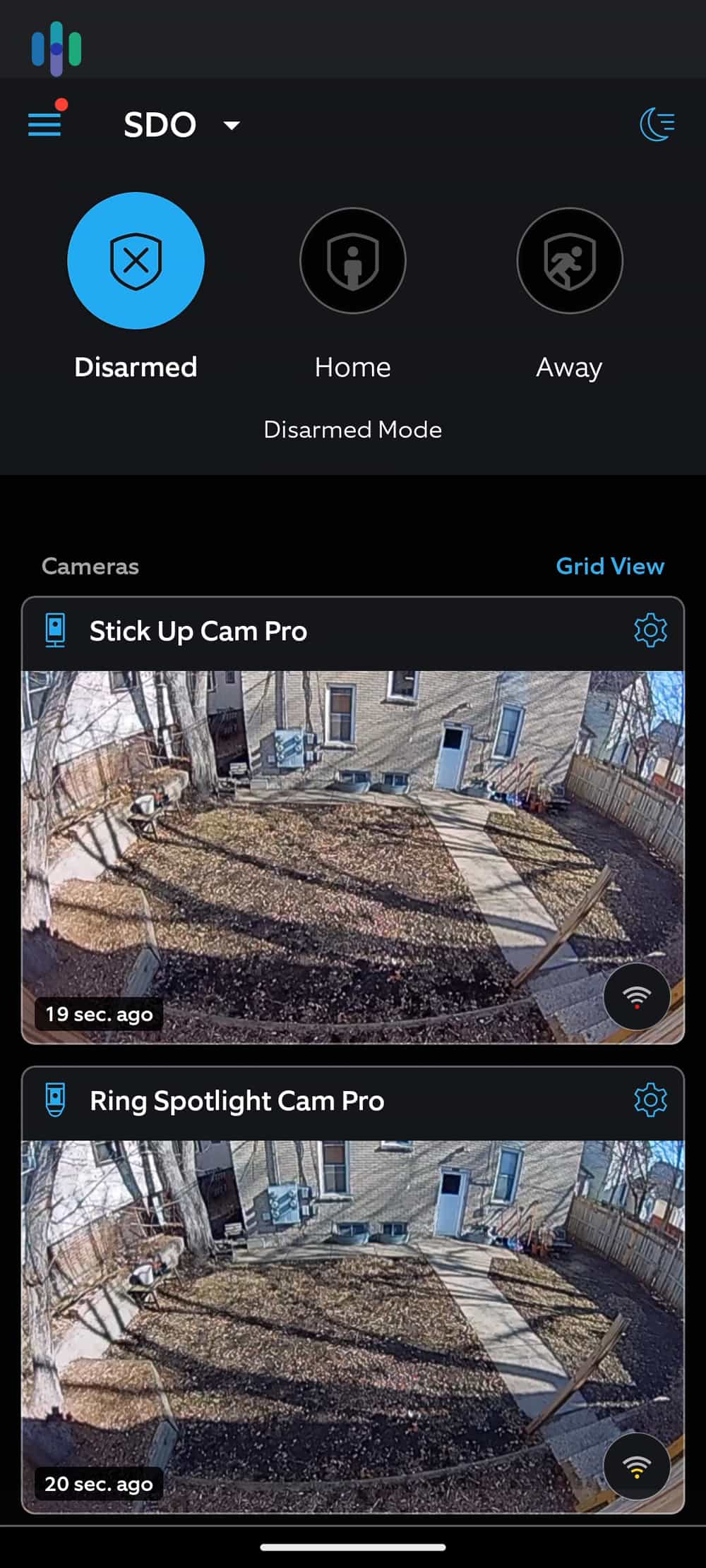 Ring app home screen Ring app home screen