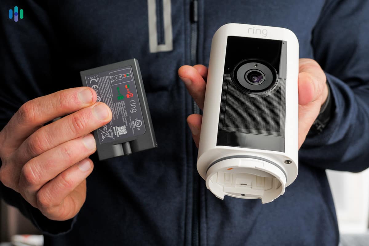 Ring Stick Up Cam Pro and its battery Ring Stick Up Cam Pro and its battery