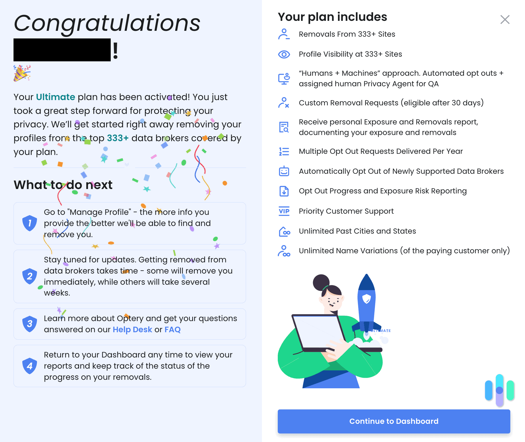 Optery Congratulations on signing up Optery Congratulations on signing up