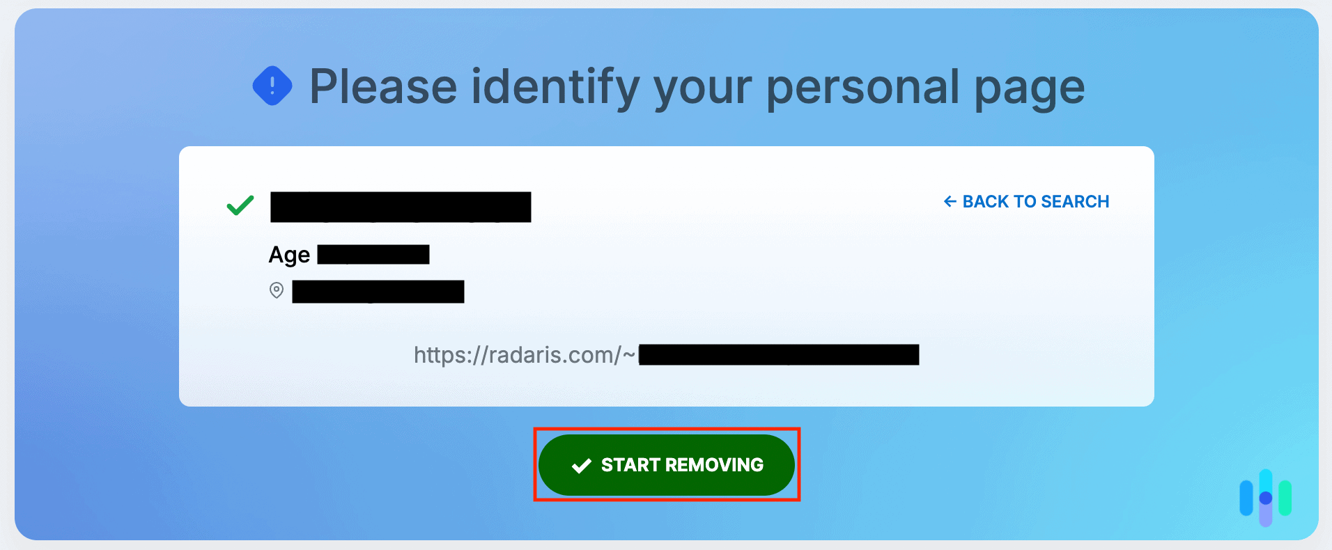 Radaris confirm identity WM Radaris confirm identity