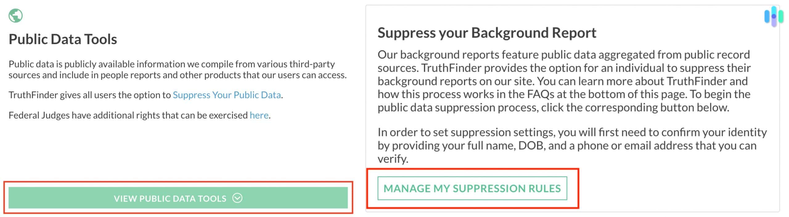 Truthfinder public data tools and suppress backgrond report options Truthfinder public data tools and suppress backgrond report options