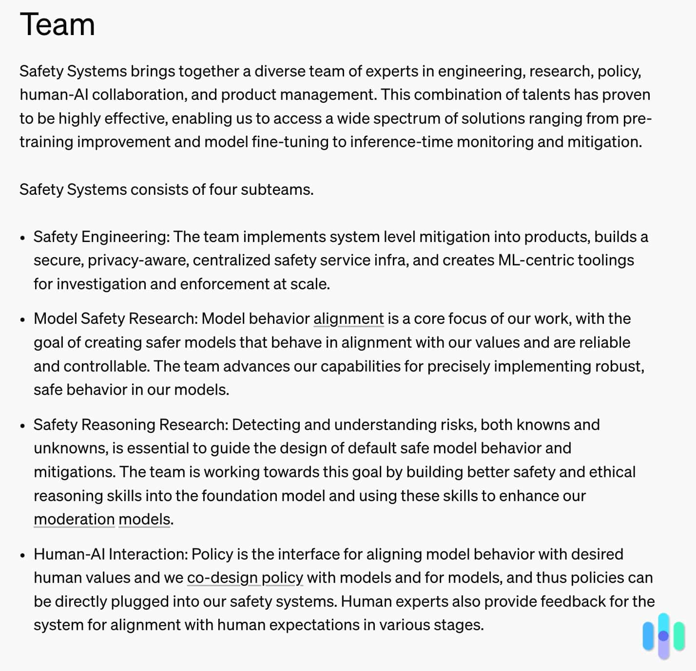 OpenAI Safety Systems Team summary OpenAI Safety Systems Team summary