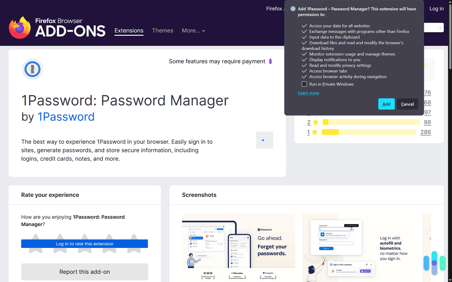 We added 1Password to our Firefox browser, so we could test its full capabilities. We added 1Password to our Firefox browser, so we could test its full capabilities.