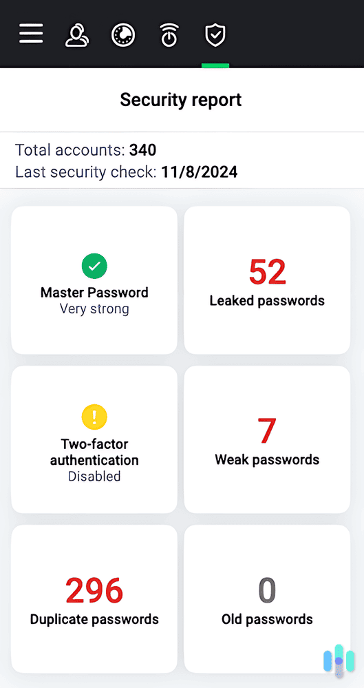 We could view our current password security status with Total Password’s security report. We could view our current password security status with Total Password’s security report.
