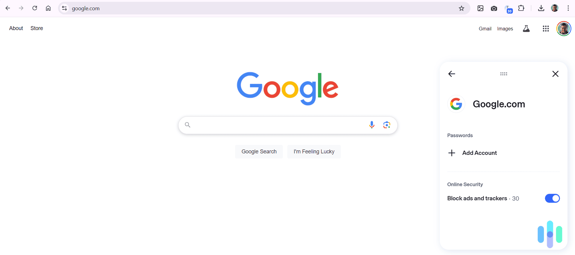 We accessed Aura’s password manager primarily through the Chrome browser extension We accessed Aura’s password manager primarily through the Chrome browser extension