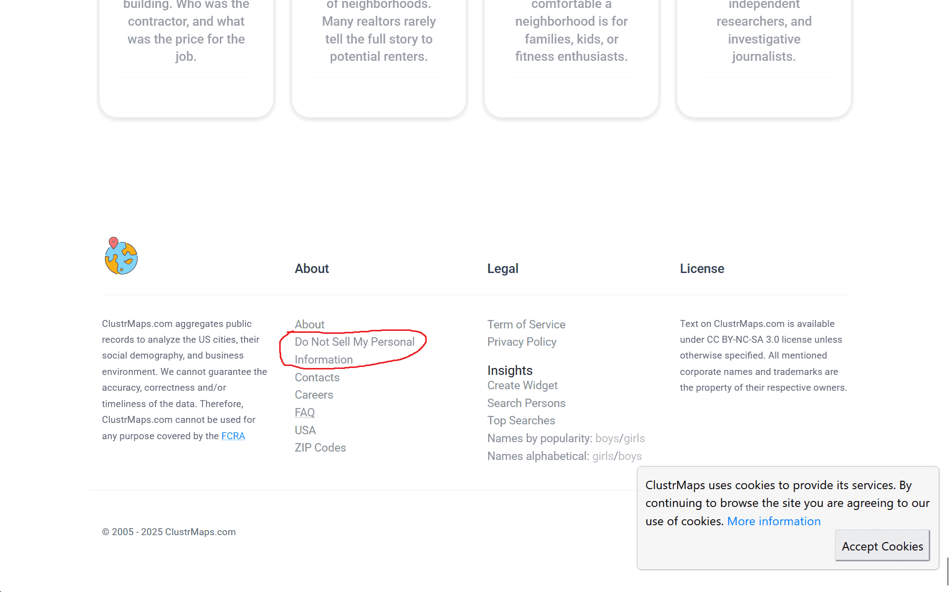 Click the link we circled in red to get to the ClustrMaps opt out page. Click the link we circled in red to get to the ClustrMaps opt out page.