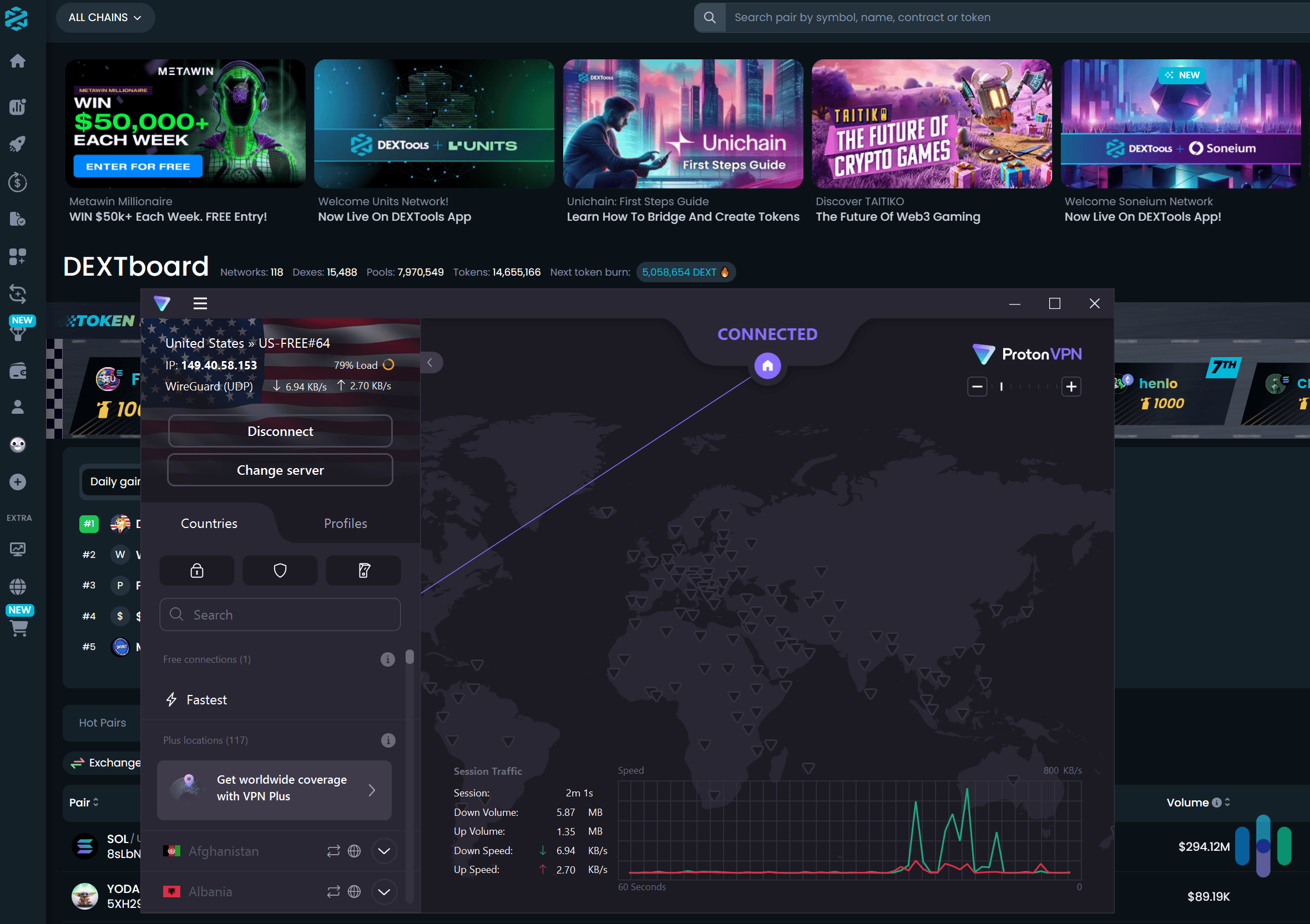 Proton VPN's free version is excellent for trading cryptocurrencies.