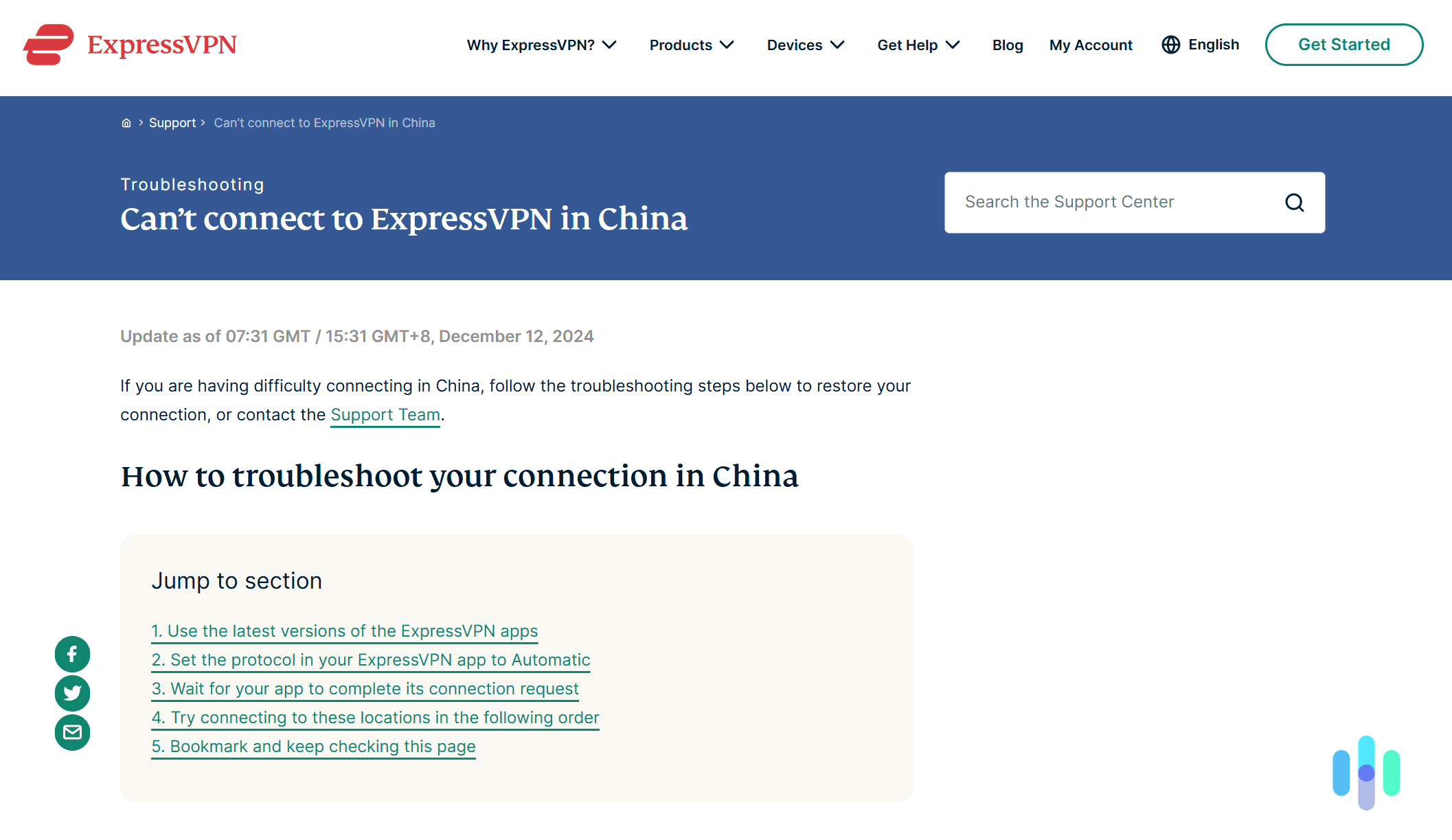We like how ExpressVPN offers many ways to troubleshoot its service in China. (1) We like how ExpressVPN offers many ways to troubleshoot its service in China.
