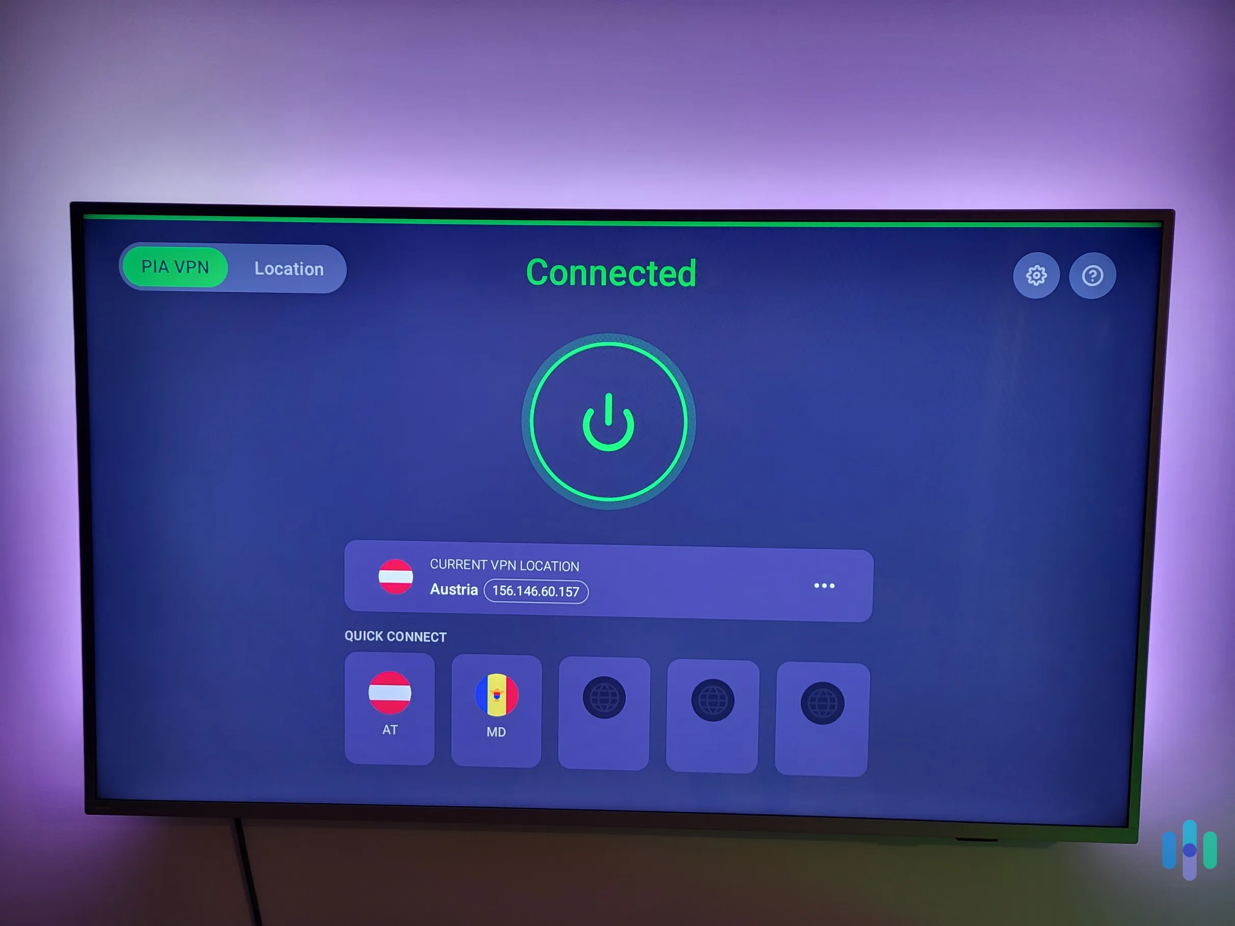 When we tested PIA's smart TV apps, it was very easy for us to navigate the app and connect to different servers with our TV remote.