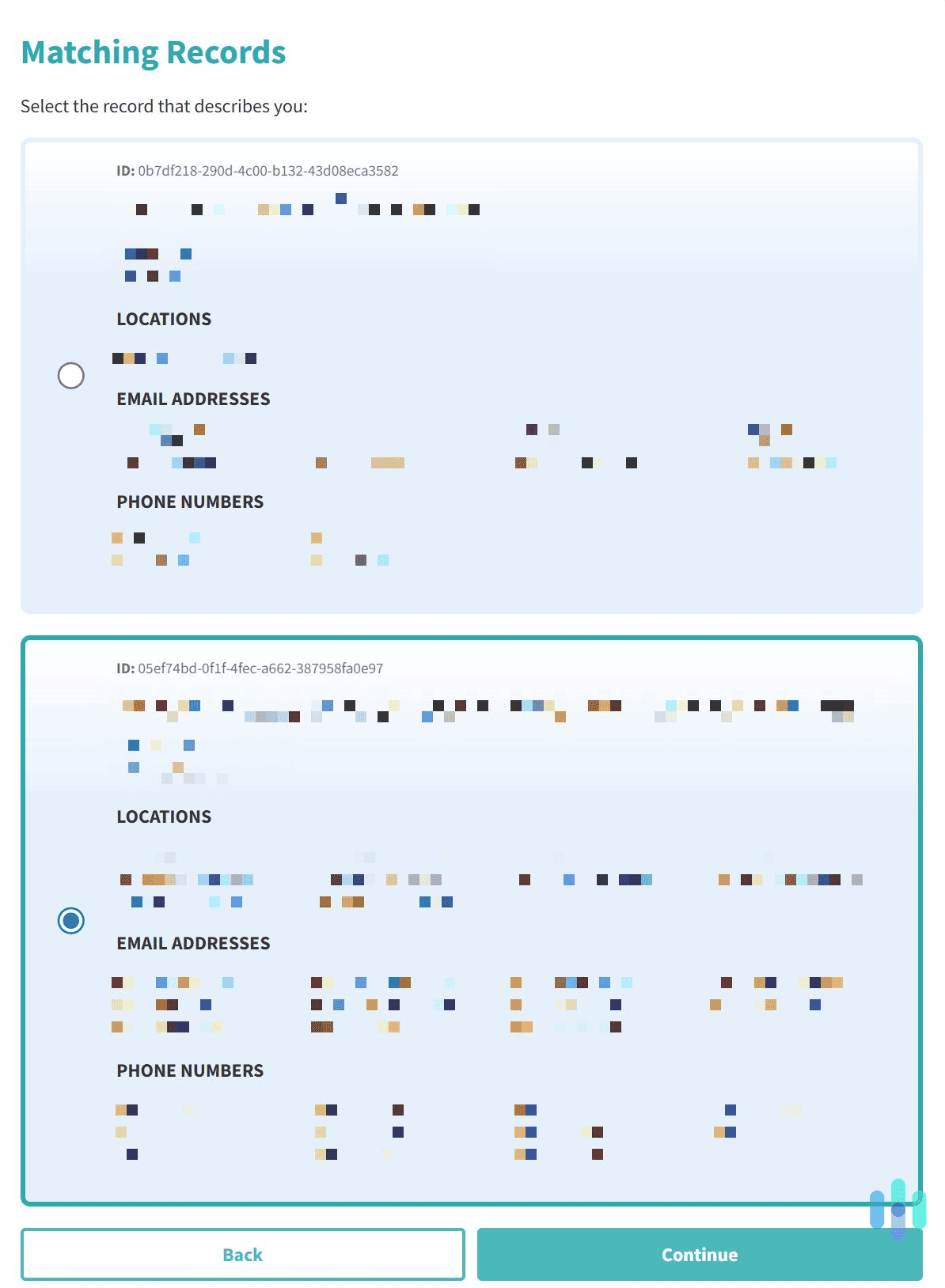 Choose the record that matches your personal information. Choose the record that matches your personal information.