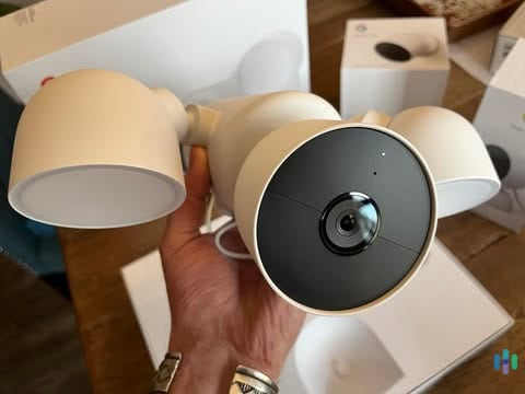 Here we are unboxing the Nest Cam Floodlight that we bought with our ADT system.