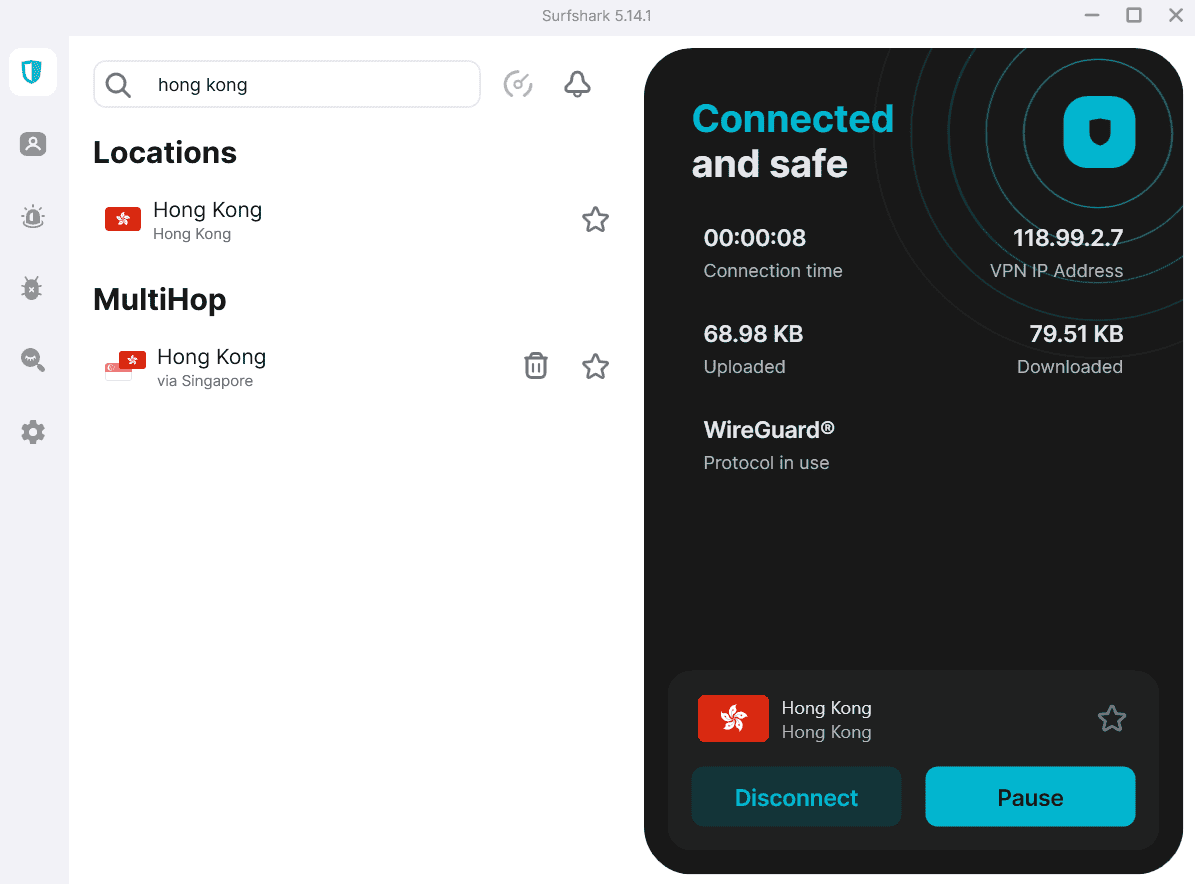Surfshark provides access to one server location in Hong Kong, but doesn’t list how many servers it actually has there. Surfshark provides access to one server location in Hong Kong, but doesn't list how many servers it actually has there.