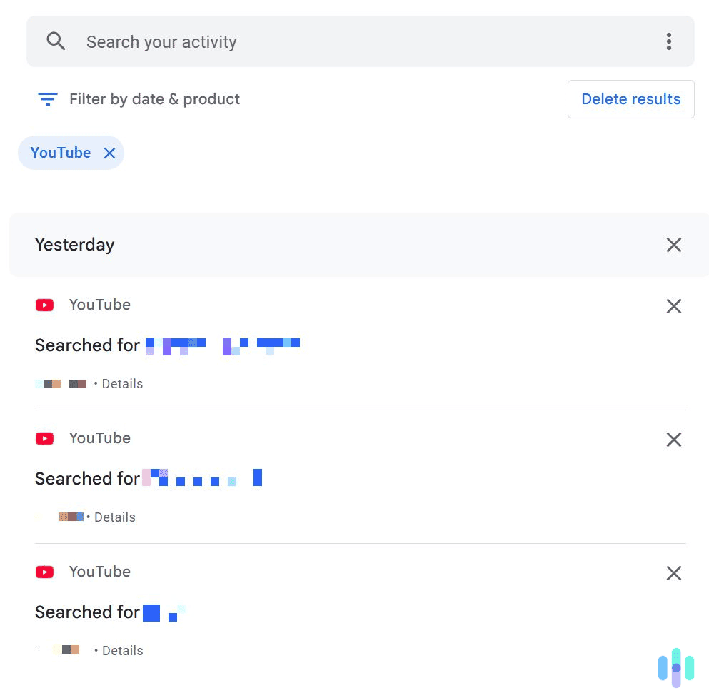 Just click the “X” icon next to any search entry you want to remove. Just click the “X” icon next to any search entry you want to remove.