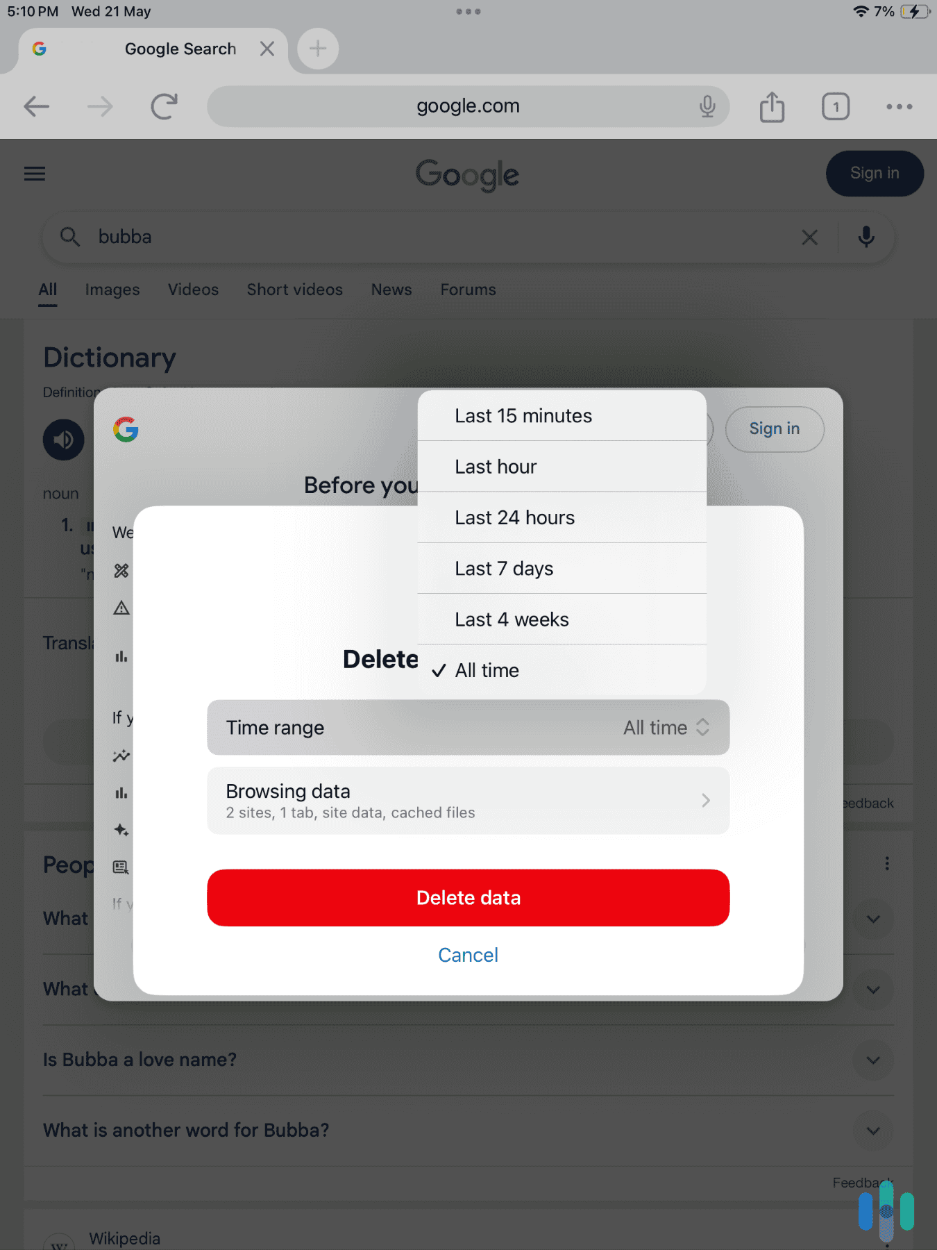 Deleting our whole Chrome cache forever in the iPad app Deleting our whole Chrome cache forever in the iPad app