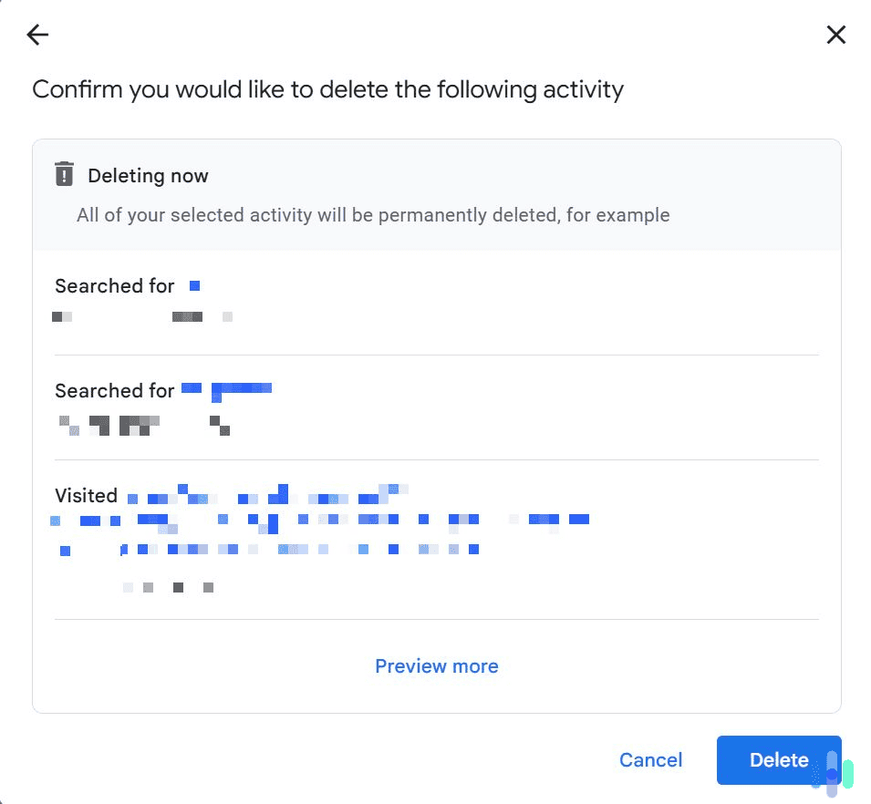 Confirm the deletion of your Gmail search history. Confirm the deletion of your Gmail search history.