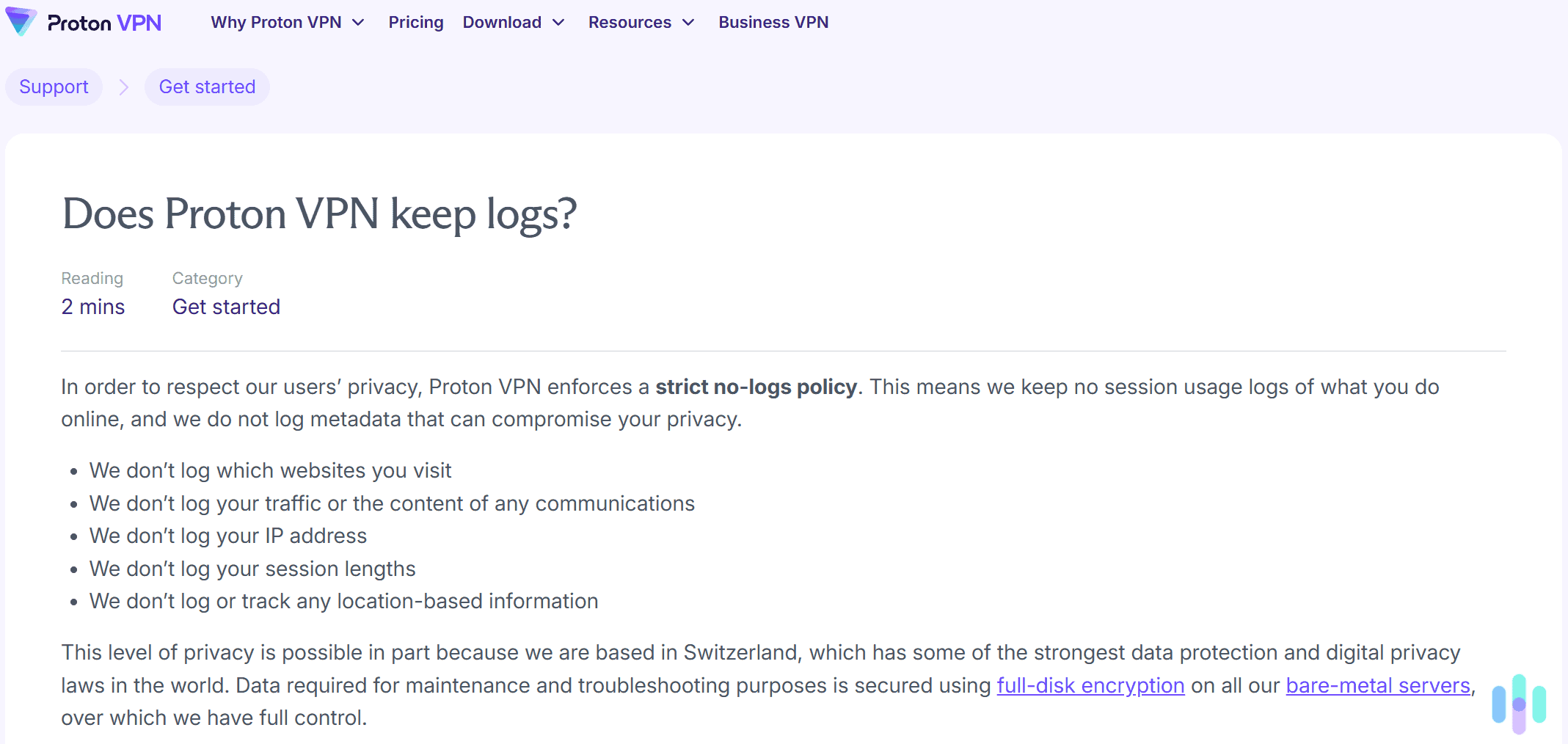 Proton VPN’s free version doesn’t log anything that could compromise user data. Proton VPN's free version doesn't log anything that could compromise user data.