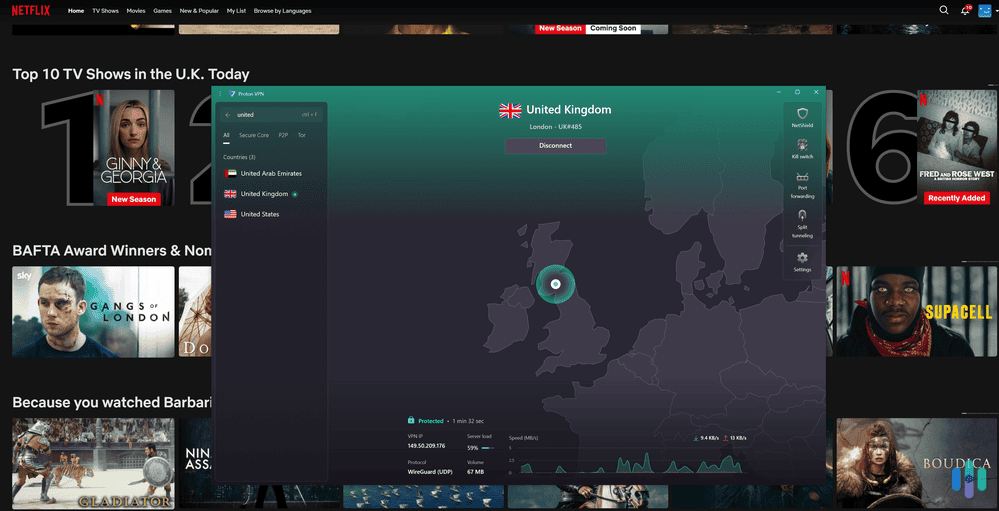Proton VPN works with lots of Netflix libraries, like Netflix US, UK, Japan, and Canada. Proton VPN works with lots of Netflix libraries, like Netflix US, UK, Japan, and Canada.