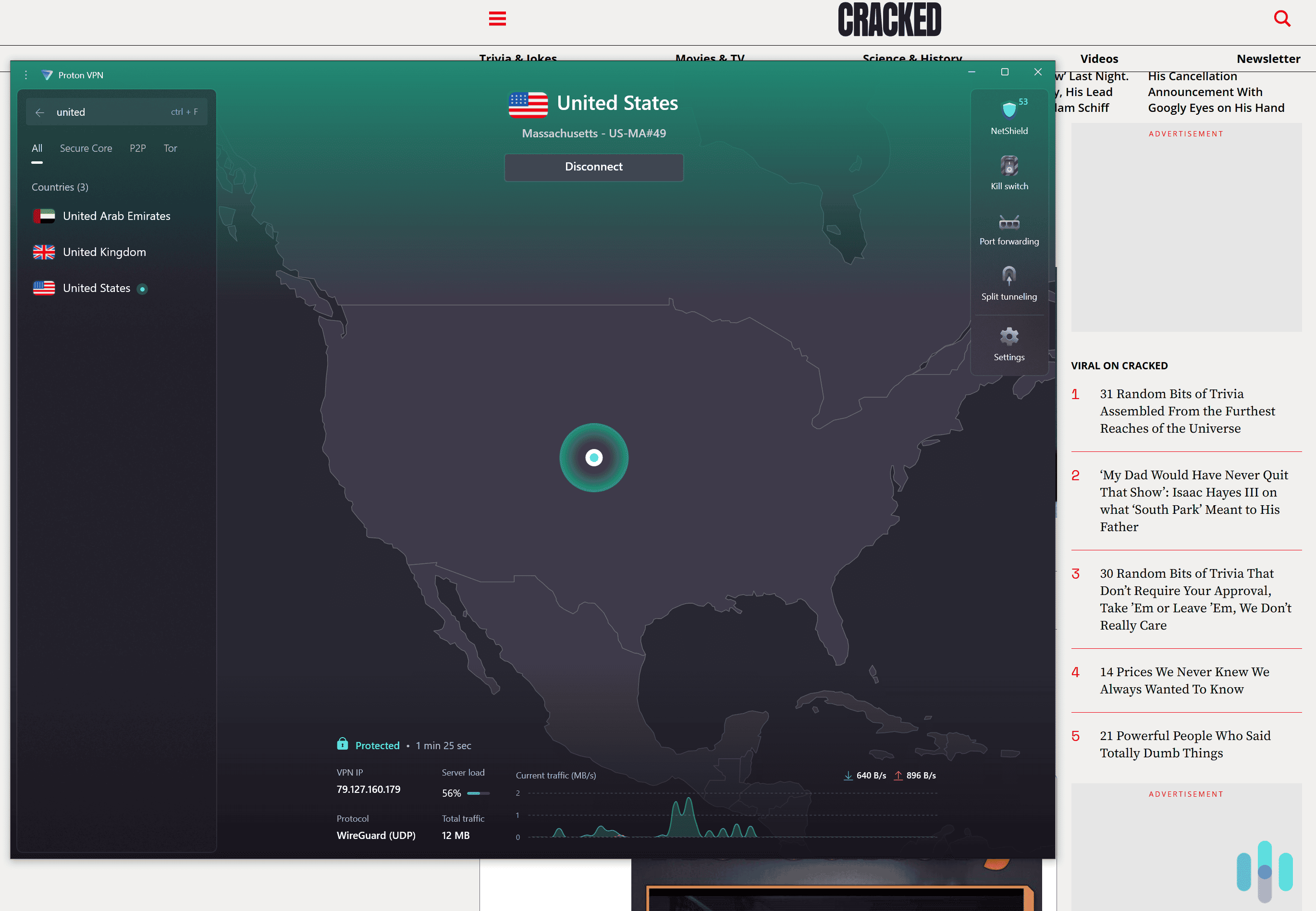 Proton VPN's NetShield blocked over 90 percent of ads in our tests.