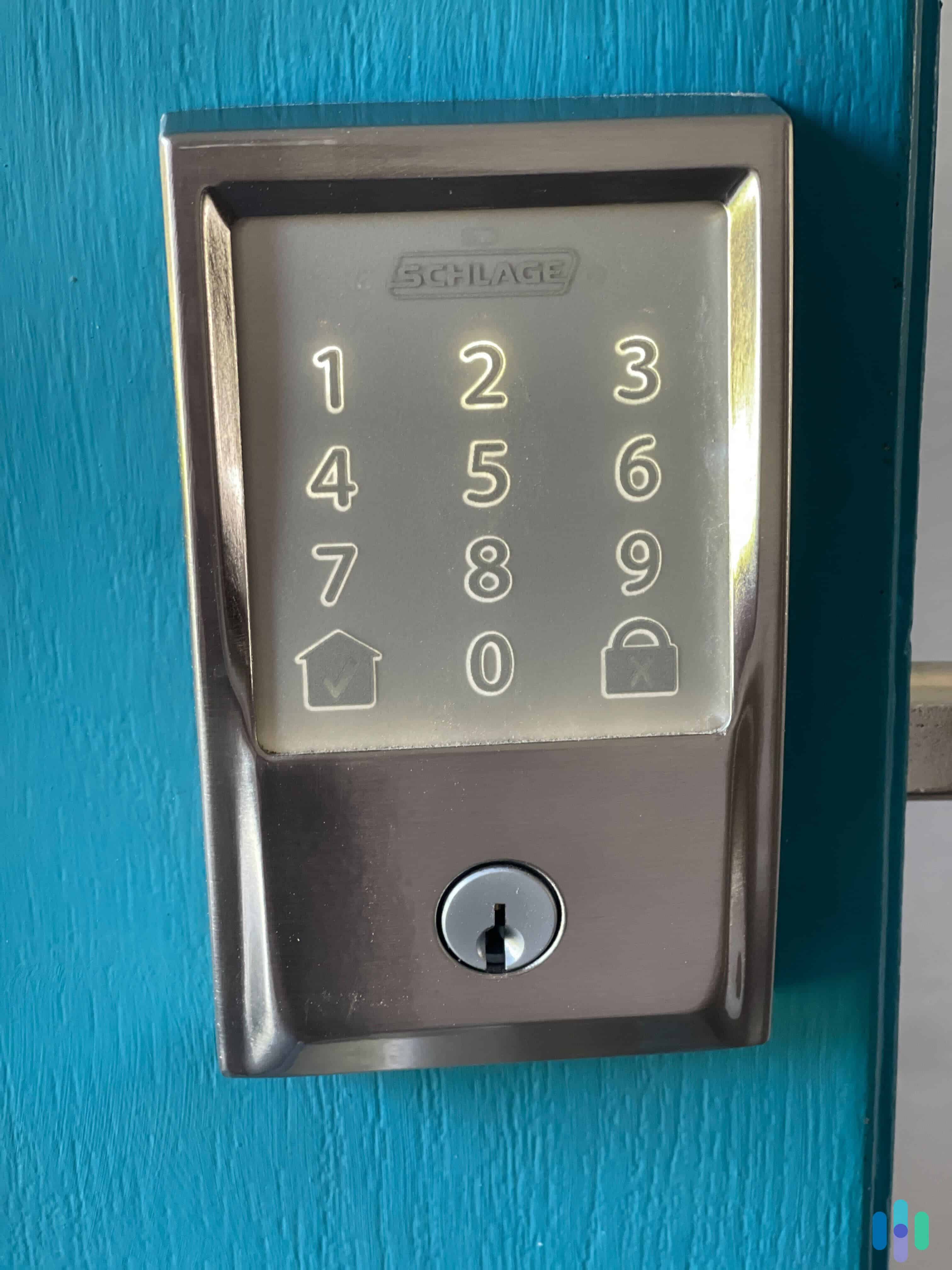 Here’s the Schlage Connect smart lock we tested to see how it worked with our Vivint home security system. Here’s the Schlage Connect smart lock we tested to see how it worked with our Vivint home security system.