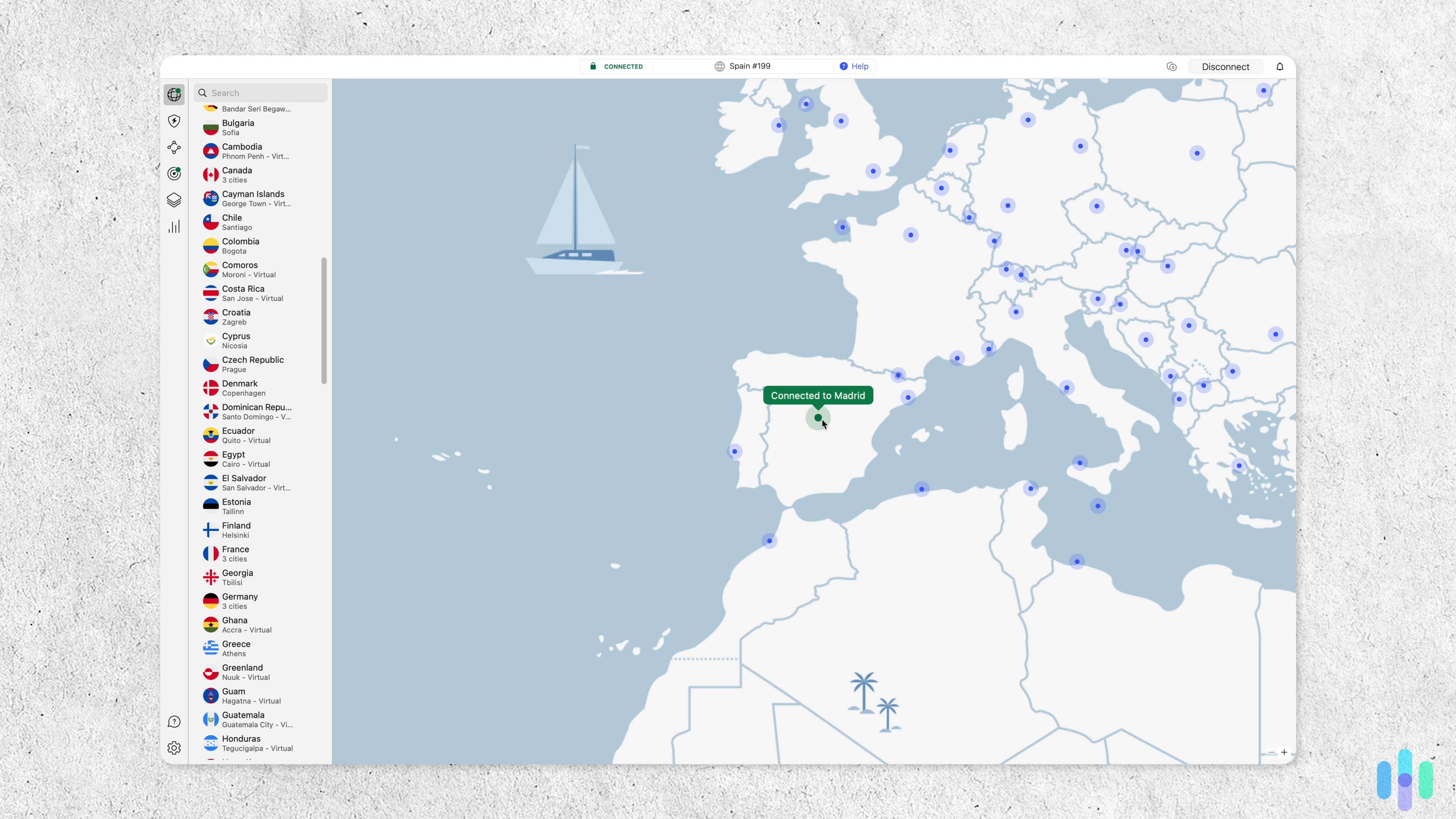 NordVPN is one of the more affordable VPNs, but has a sizable server network in a total of 127 countries. 