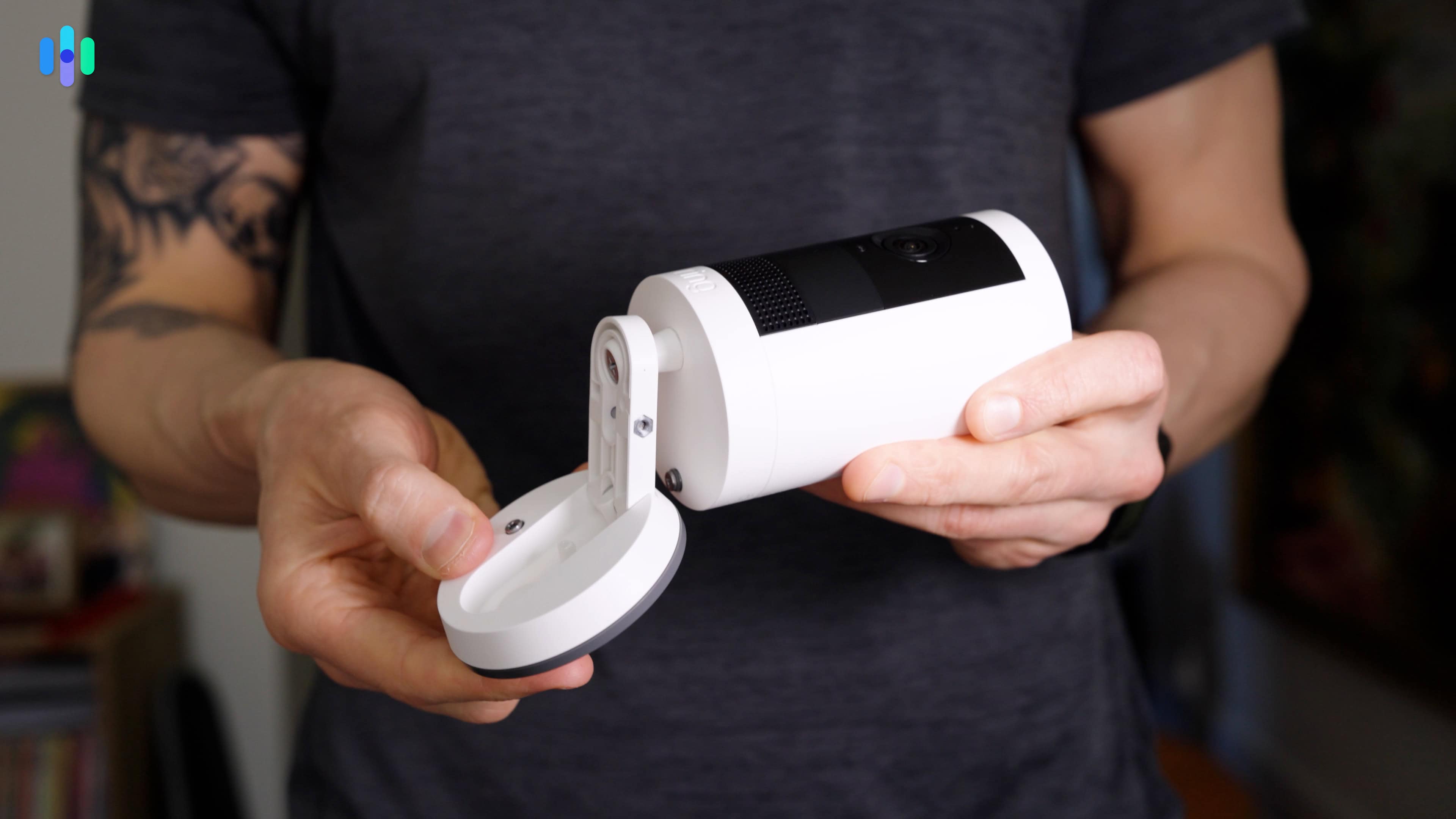 The Ring Outdoor Cam Plus’ adjustable base gives you more flexibility in where you install it. The Ring Outdoor Cam Plus’ adjustable base gives you more flexibility in where you install it.