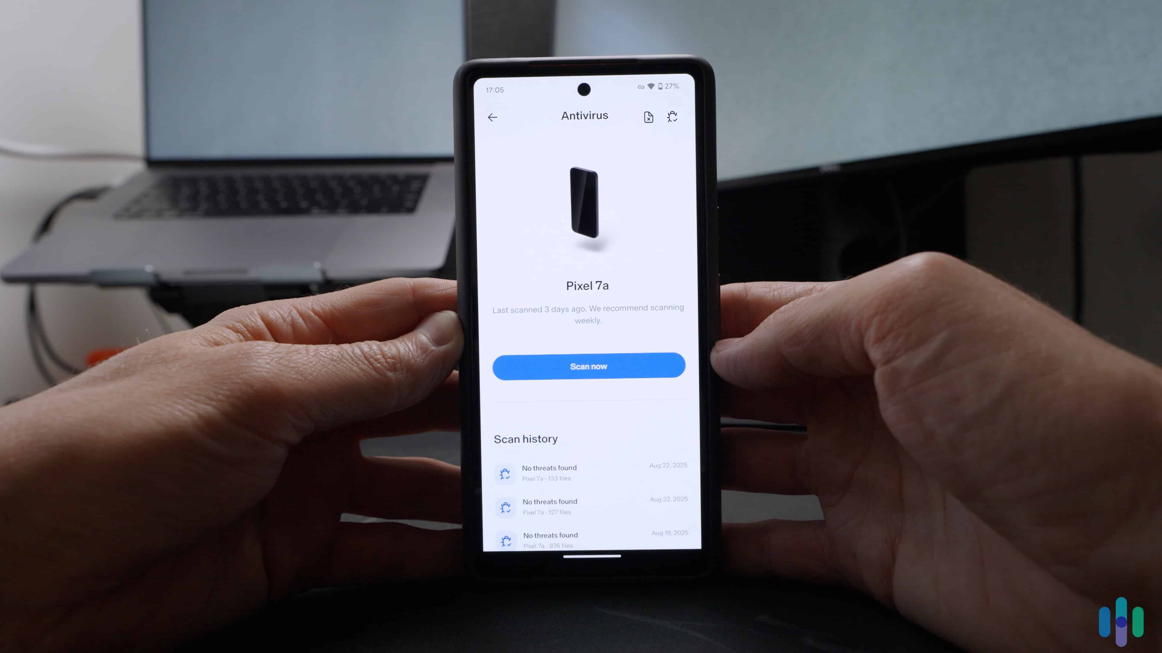Aura antivirus on Android (1) Checking out our antivirus scan history on Aura’s mobile app.