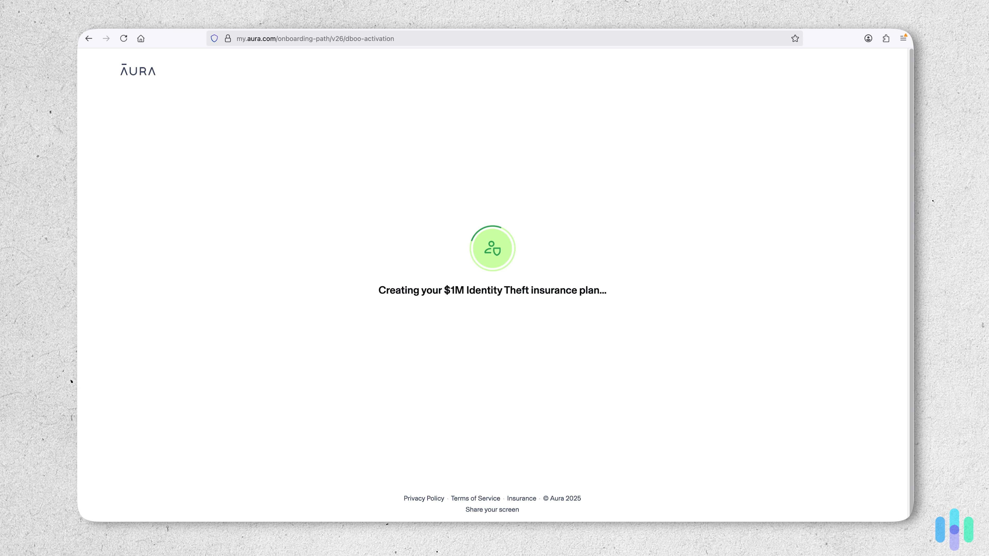 Aura generates our $1 million identity theft insurance policy in an instant.