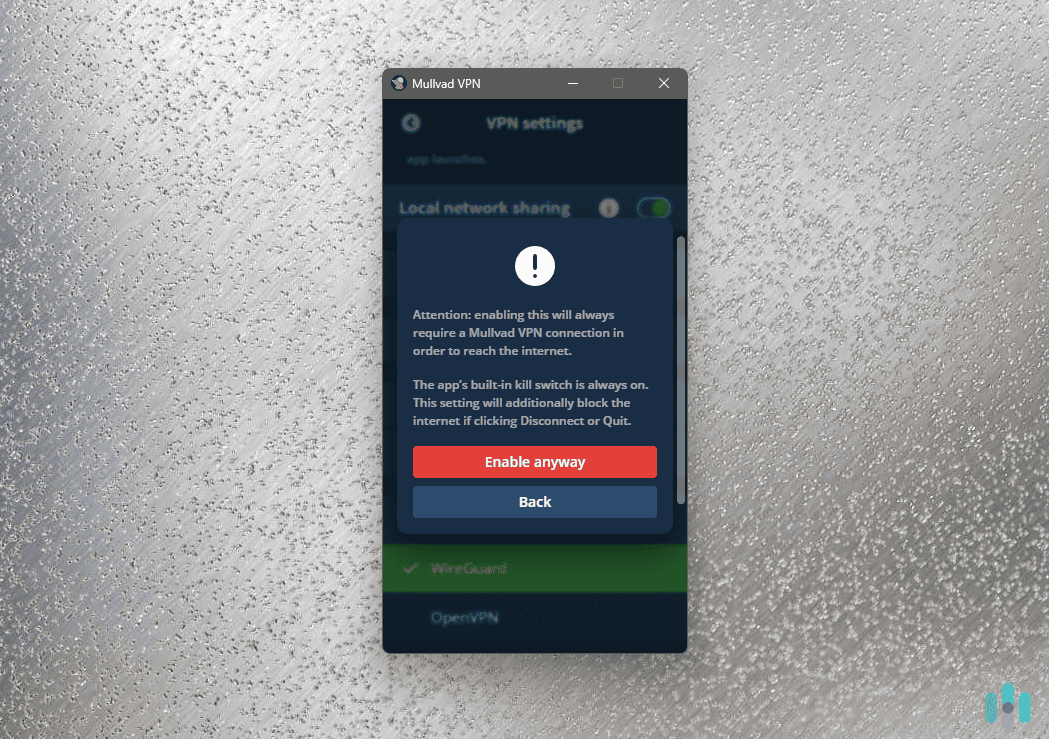 Enabling Lockdown Mode, in addition to the always-on kill switch Enabling Lockdown Mode, in addition to the always-on kill switch