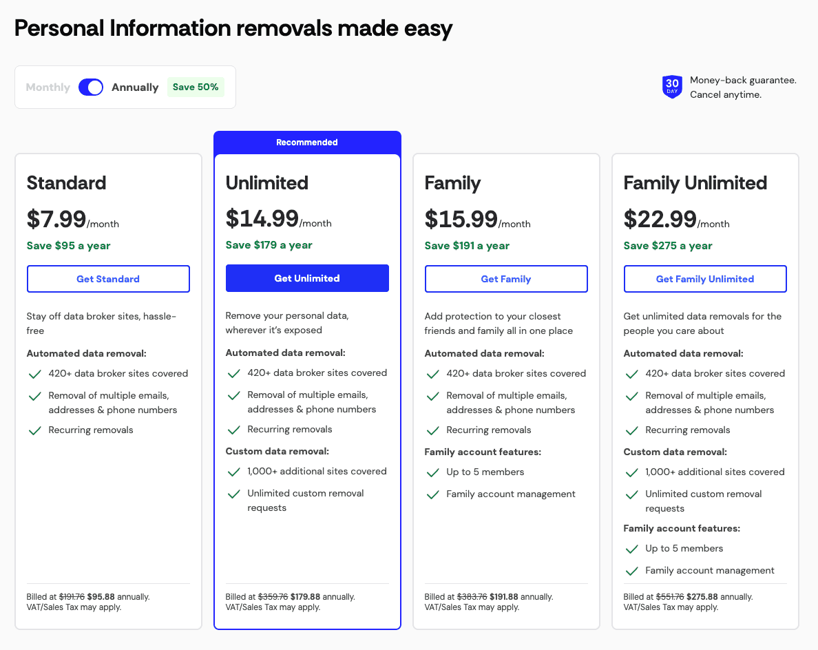 Incogni subscription plans Incogni subscription plans