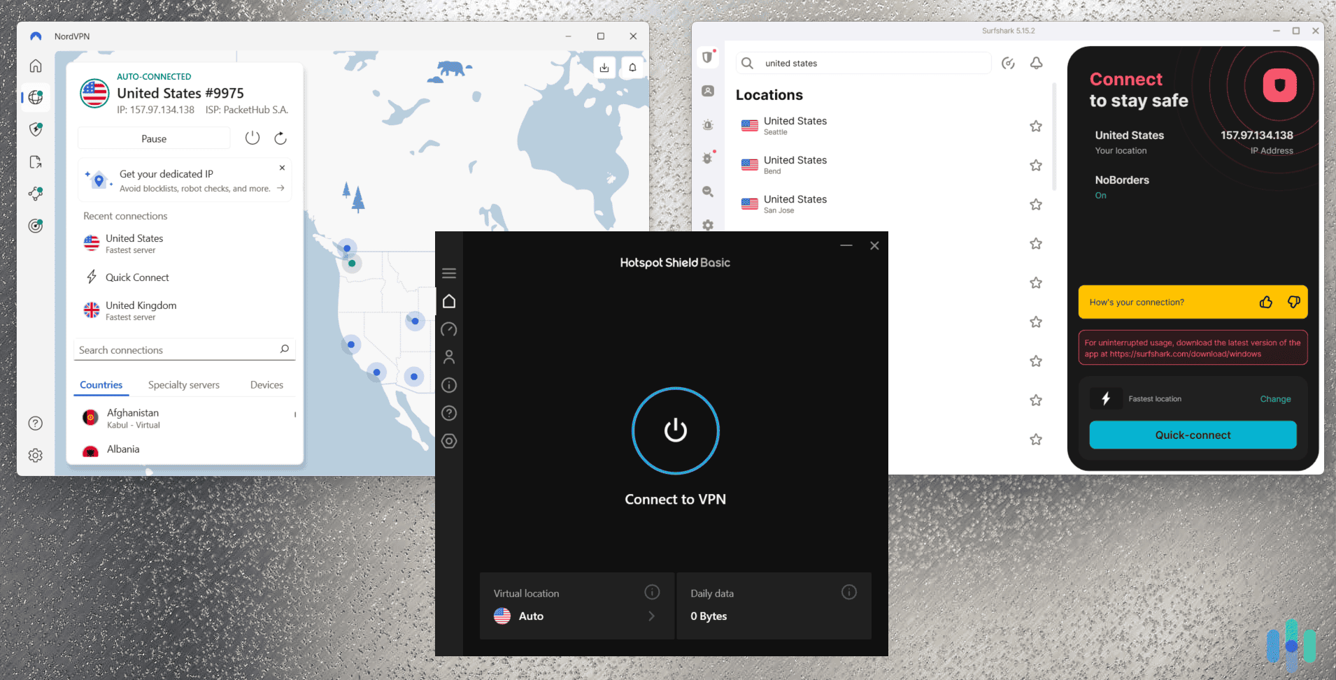 Our top three best free VPNs for Windows — Hotspot Shield, NordVPN, and Surfshark Our top three best free VPNs for Windows — Hotspot Shield, NordVPN, and Surfshark